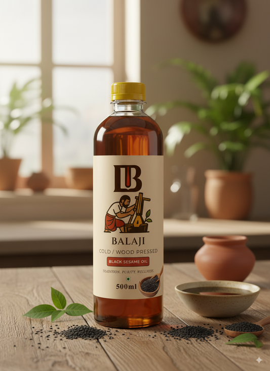 Black Sesame Oil Cold Pressed - Kala Til Oil Rich in Calcium
