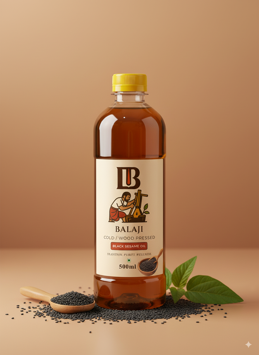 Black Sesame Oil Cold Pressed - Kala Til Oil Rich in Calcium