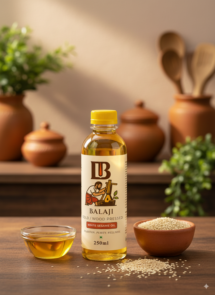 Pure White Sesame Oil Cold Pressed - Til Tel For Health