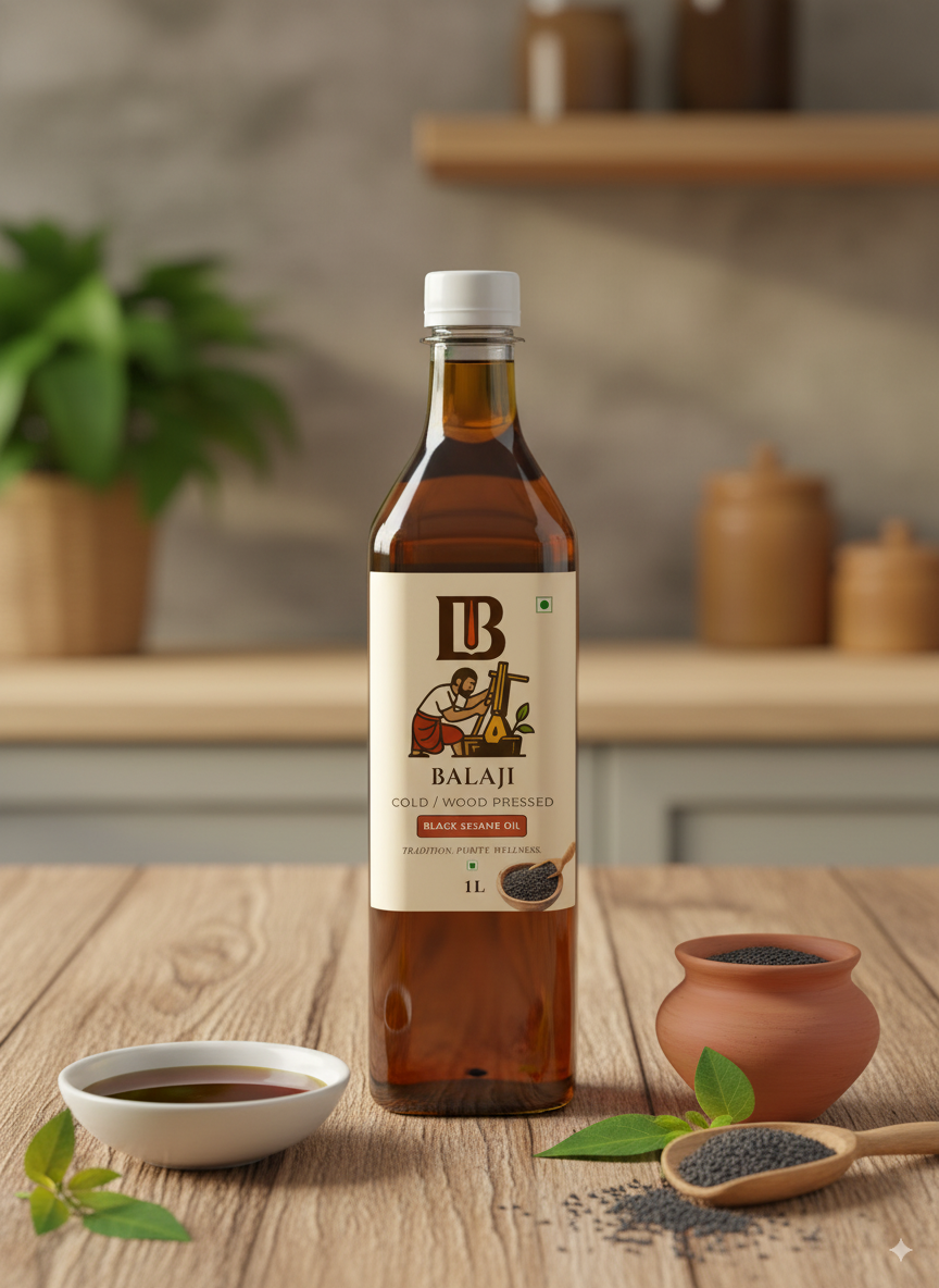 Black Sesame Oil Cold Pressed - Kala Til Oil Rich in Calcium