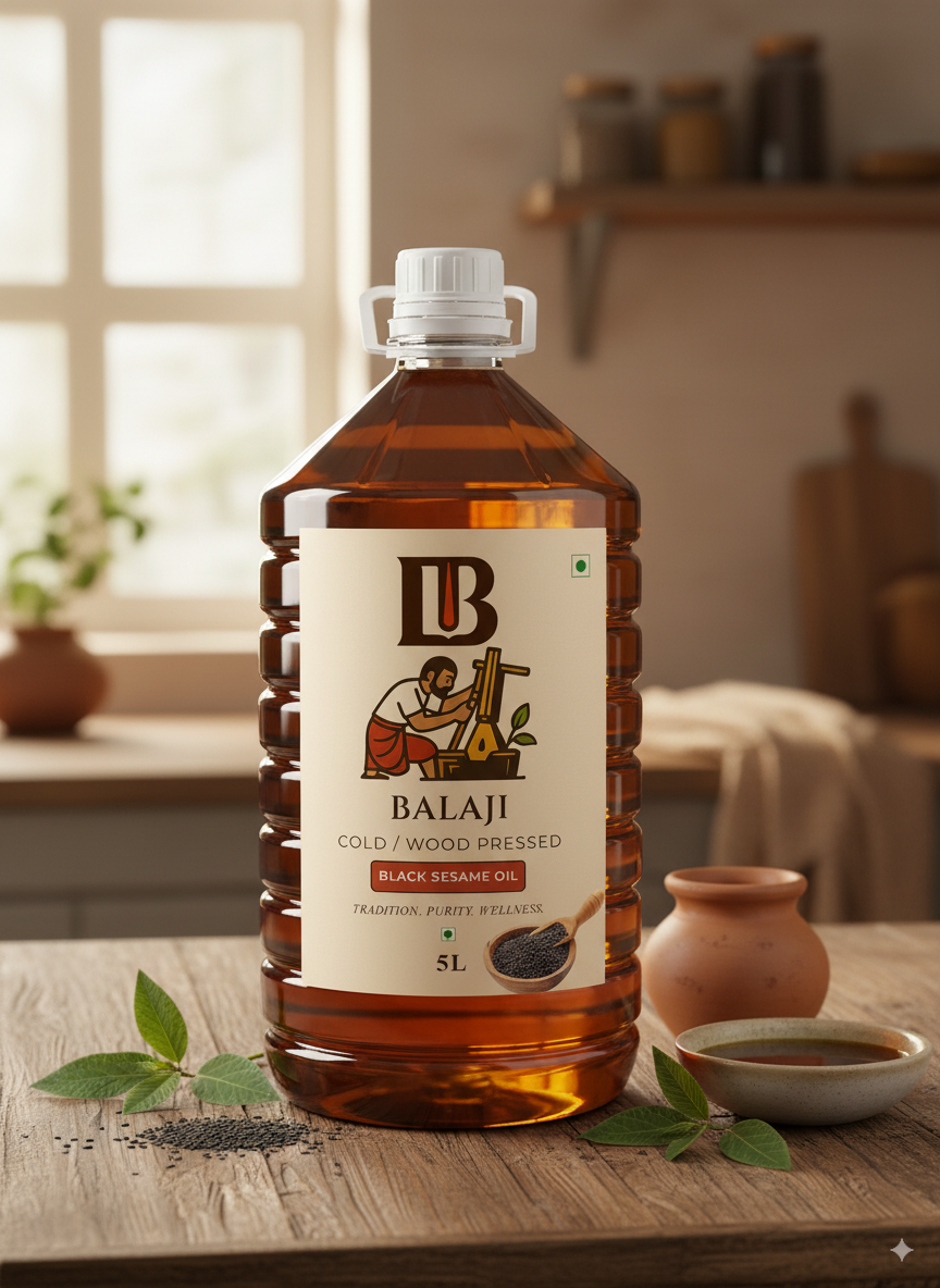 Black Sesame Oil Cold Pressed - Kala Til Oil Rich in Calcium