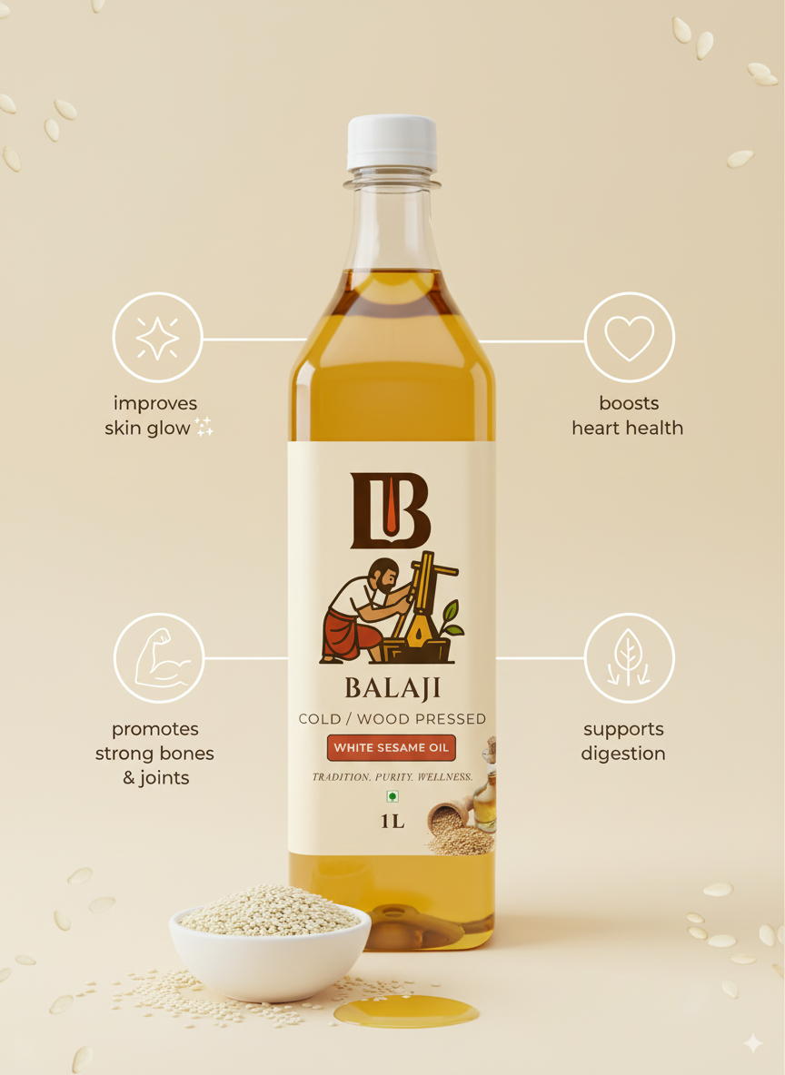 Pure White Sesame Oil Cold Pressed - Til Tel For Health