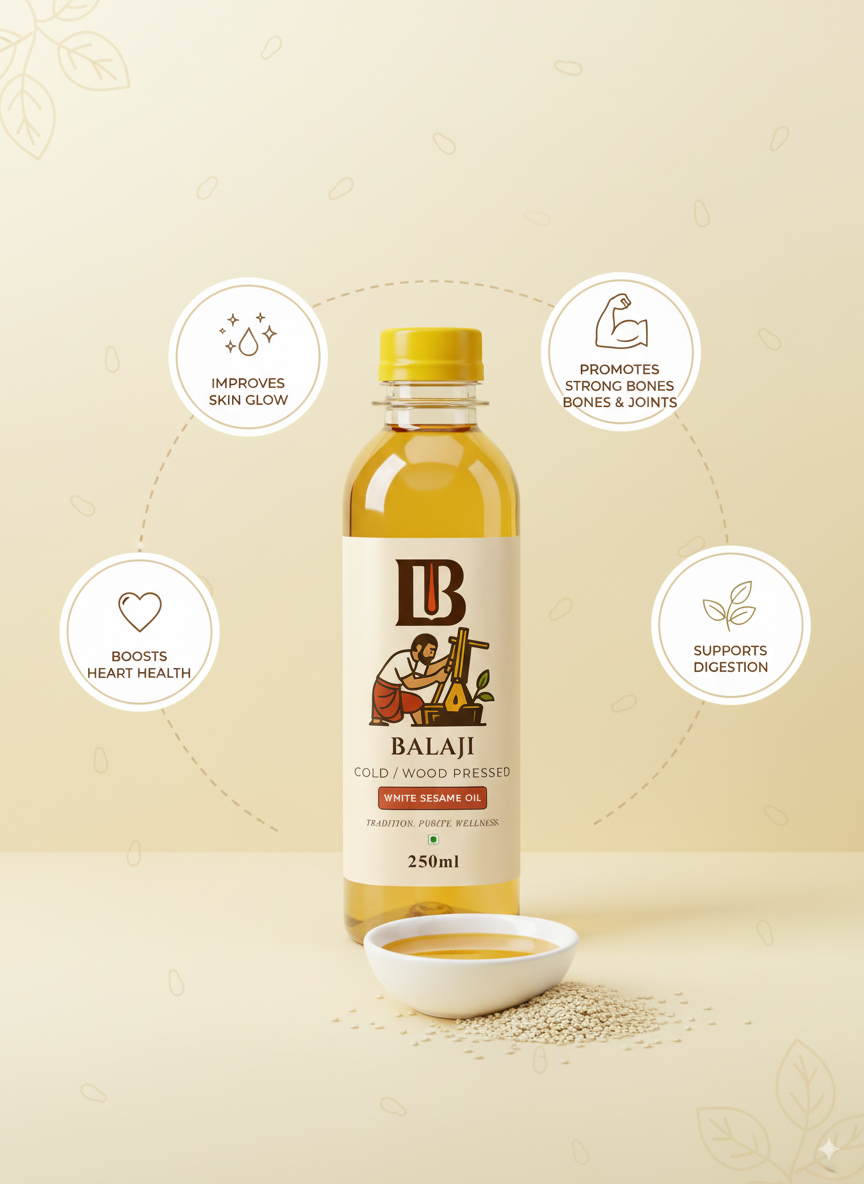 Pure White Sesame Oil Cold Pressed - Til Tel For Health