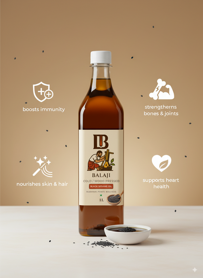Black Sesame Oil Cold Pressed - Kala Til Oil Rich in Calcium