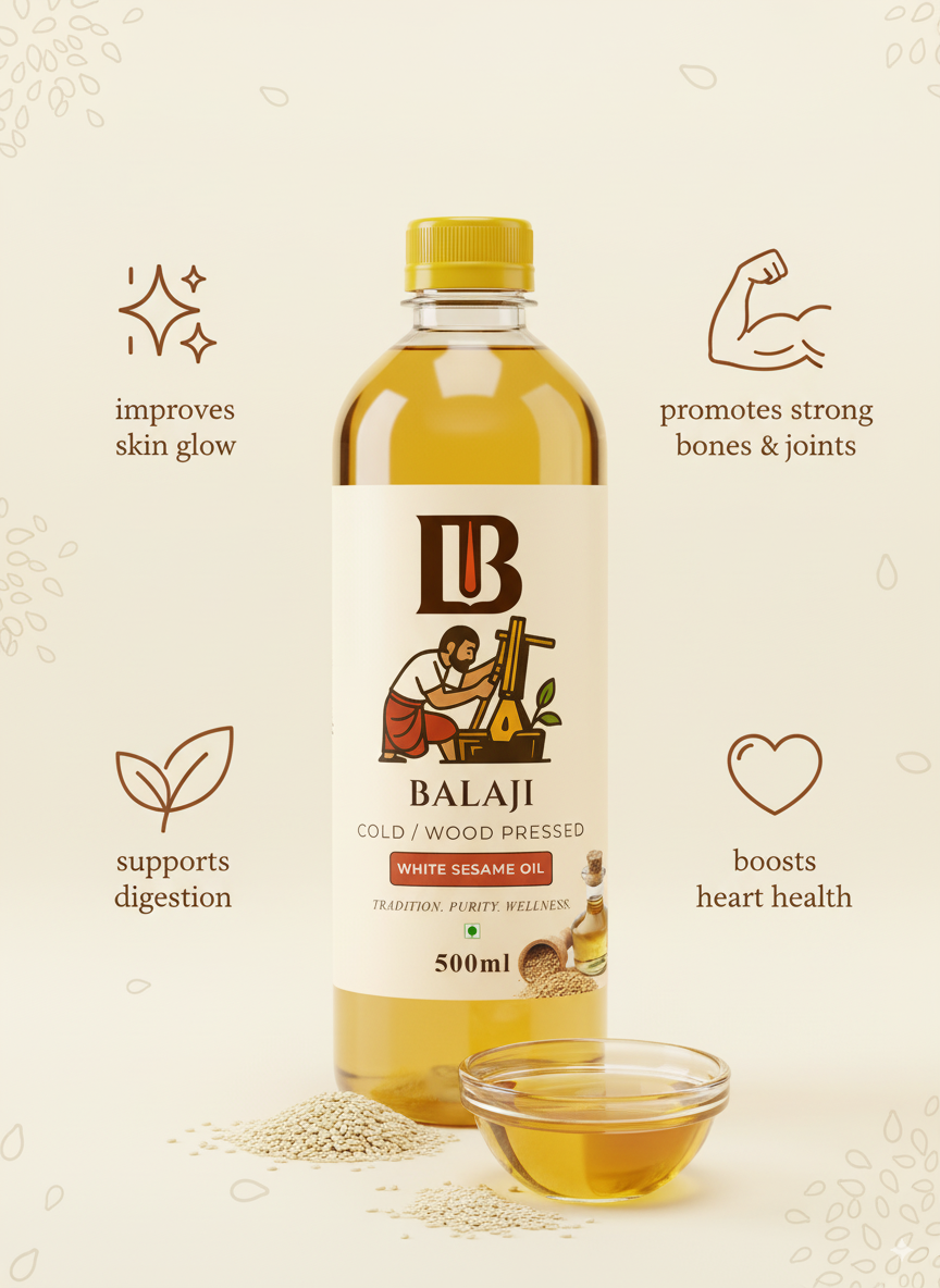 Pure White Sesame Oil Cold Pressed - Til Tel For Health