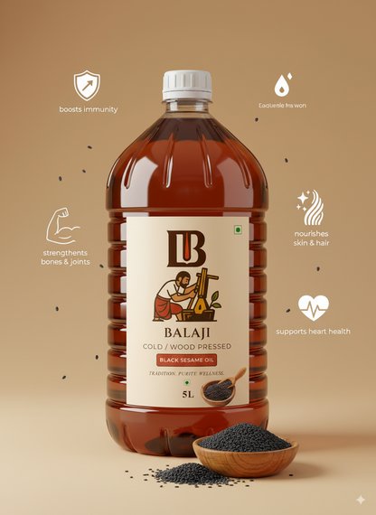 Black Sesame Oil Cold Pressed - Kala Til Oil Rich in Calcium