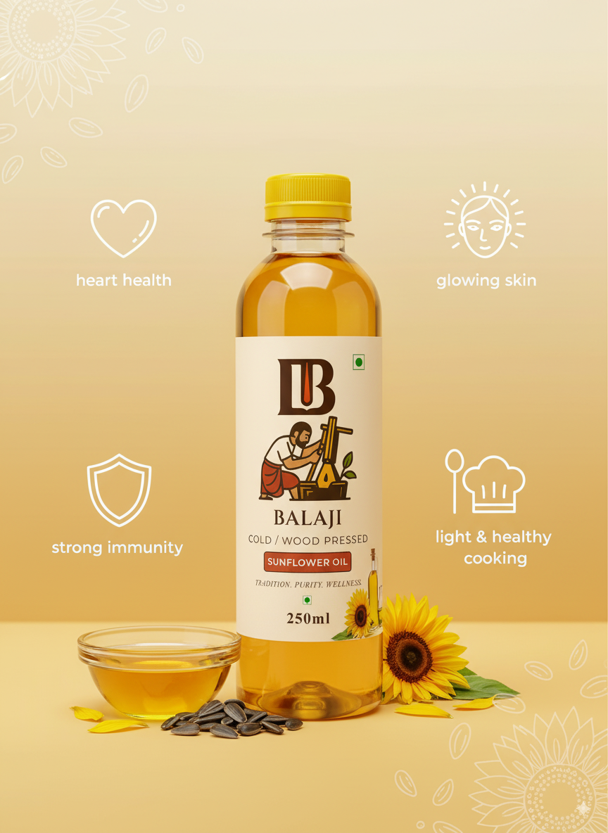 Cold Pressed Sunflower Oil - Vitamin E Rich Surajmukhi
