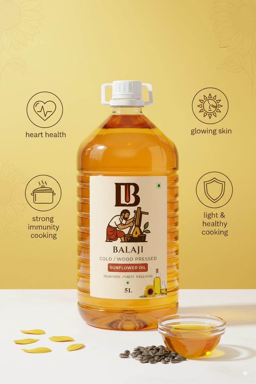 Cold Pressed Sunflower Oil - Vitamin E Rich Surajmukhi