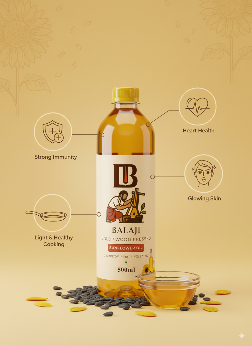 Cold Pressed Sunflower Oil - Vitamin E Rich Surajmukhi