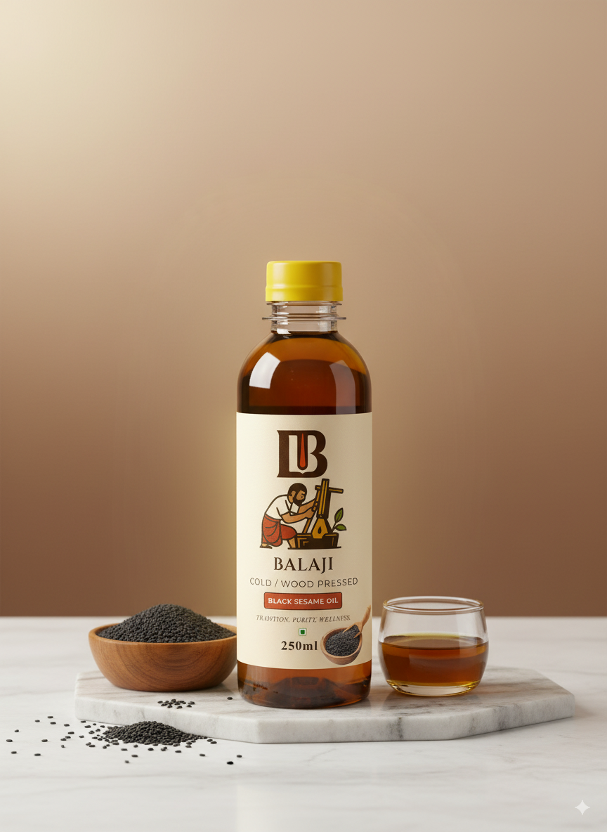 Black Sesame Oil Cold Pressed - Kala Til Oil Rich in Calcium