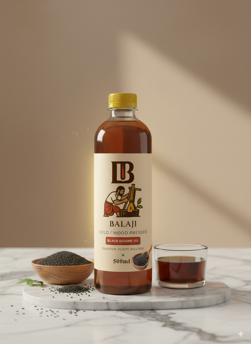 Black Sesame Oil Cold Pressed - Kala Til Oil Rich in Calcium
