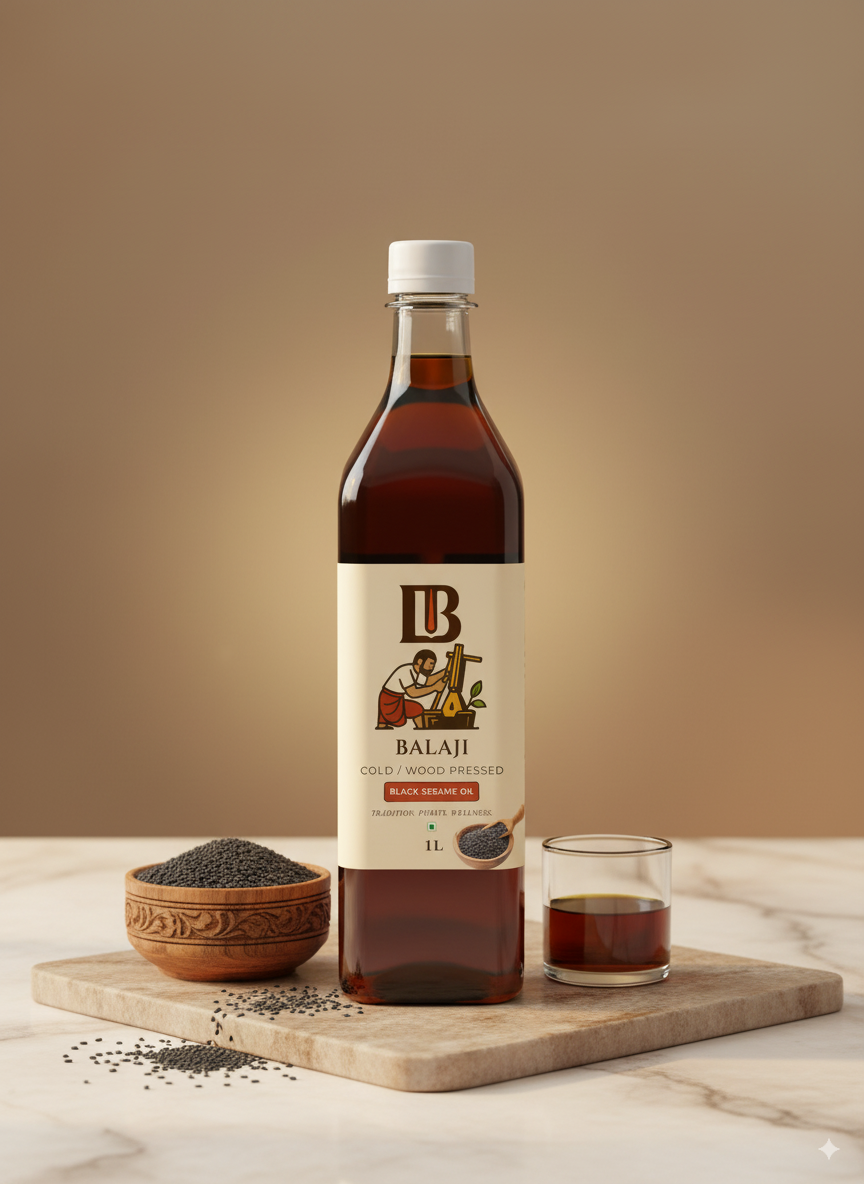 Black Sesame Oil Cold Pressed - Kala Til Oil Rich in Calcium